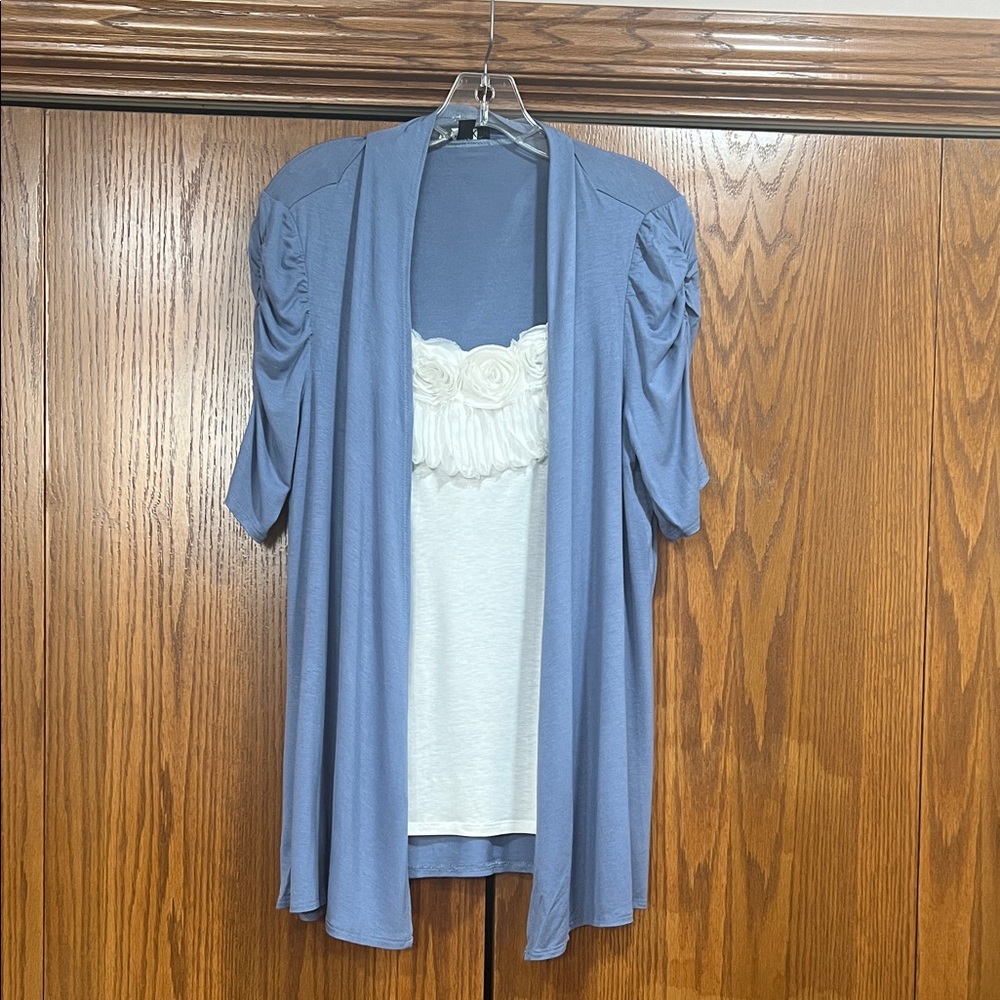 ALYX fake two piece top.  Powder blue and white.  Size L
